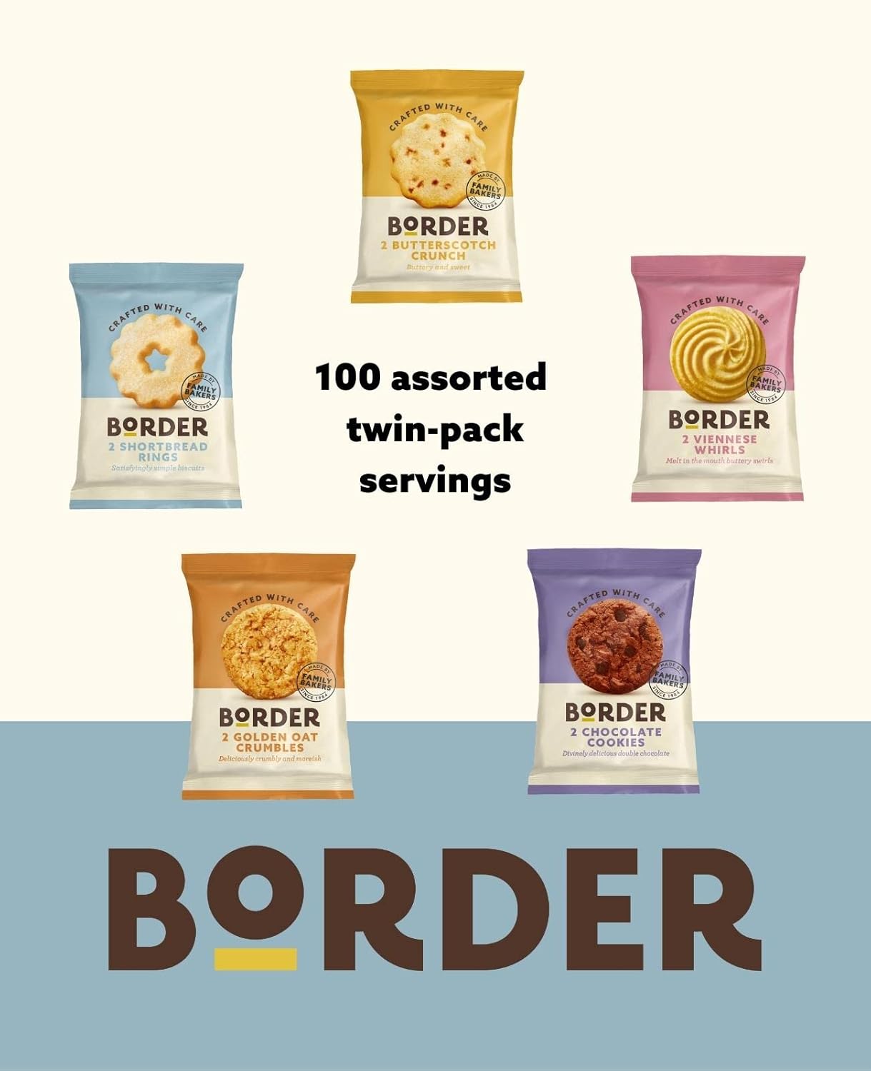 Border 5 Flavor Mini Biscuits Twin Pack (100 Packs Total) - Perfect for Home, Office, and Travel! - Image 4