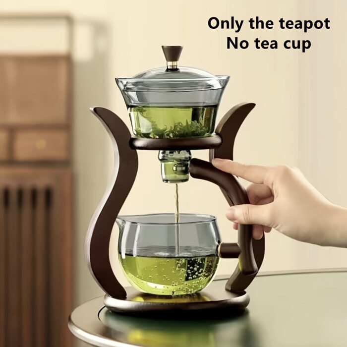 1set, Lazy Kung Fu Glass Tea Set, Semi-Automatic Drip Glass Teapot Set With Infuser, Magnetic Switch Teapot And Teacup Set, Glassware, Beverage Utensils, Kitchen Baking Accessories - Catering Good Helpers For Restaurant