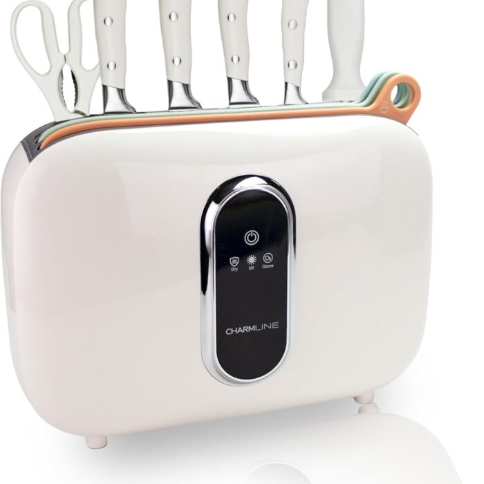 Charmline Smart Cutting Board and Knife Set with Holder. Double Cleaning and Drying Function. Space Saving Smart Home Gadgets. Keeping Kitchen Clean and Tidy