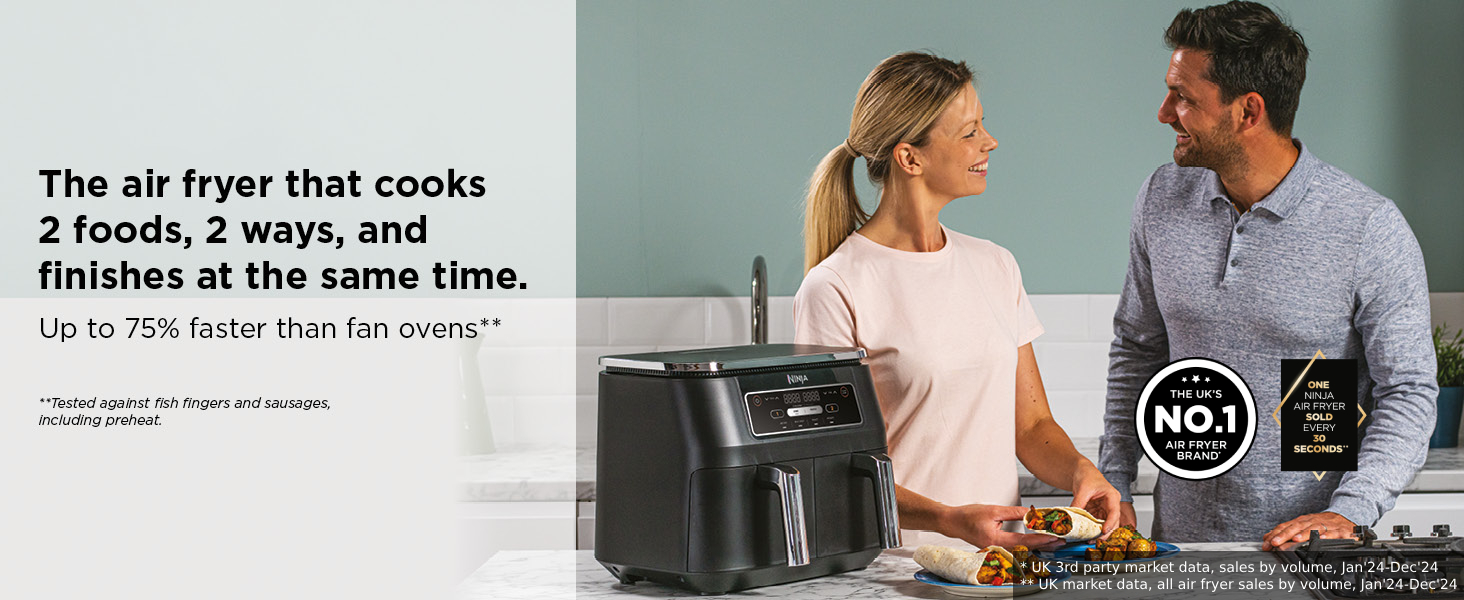 Big Sale-Foodi Dual Zone Digital Air Fryer, 2 Drawers, 7.6L, 4-in-1 , Fast Delivery from Selangor + 2 Years Warranty