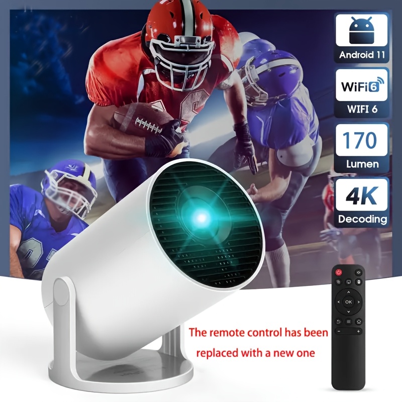 Smart HY300pro 4K Projector with Android 11 TV, WiFi 6 Wireless 5.0, Auto Vertical Correction, 180 Rotatable Short Throw, Portable Movie Projector for Home Theater, Gaming & Smartphone Compatibility