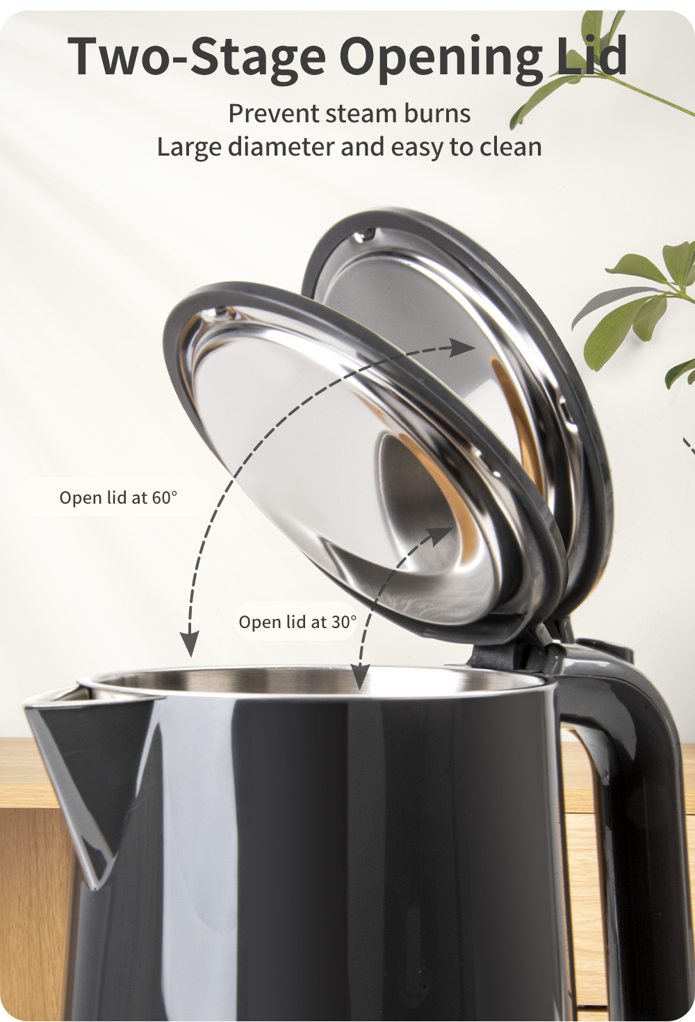 Simplus 1.7L Electric Kettle | 1500W Fast Heating | 304 Stainless Steel Inner | Double-layer Anti-Dry Burn Protection